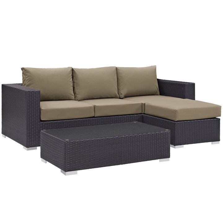 Modway - Convene 3 Piece Outdoor Patio Sofa Set