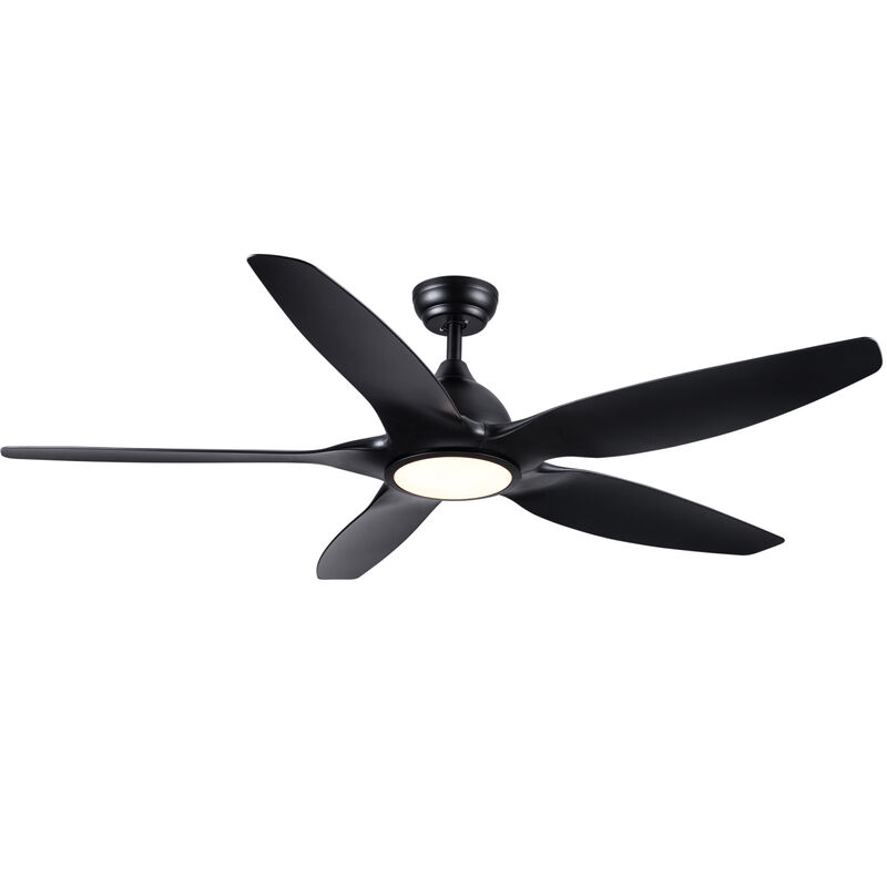 60 In Integrated LED Ceiling Fan Lighting With Black Abs Blade