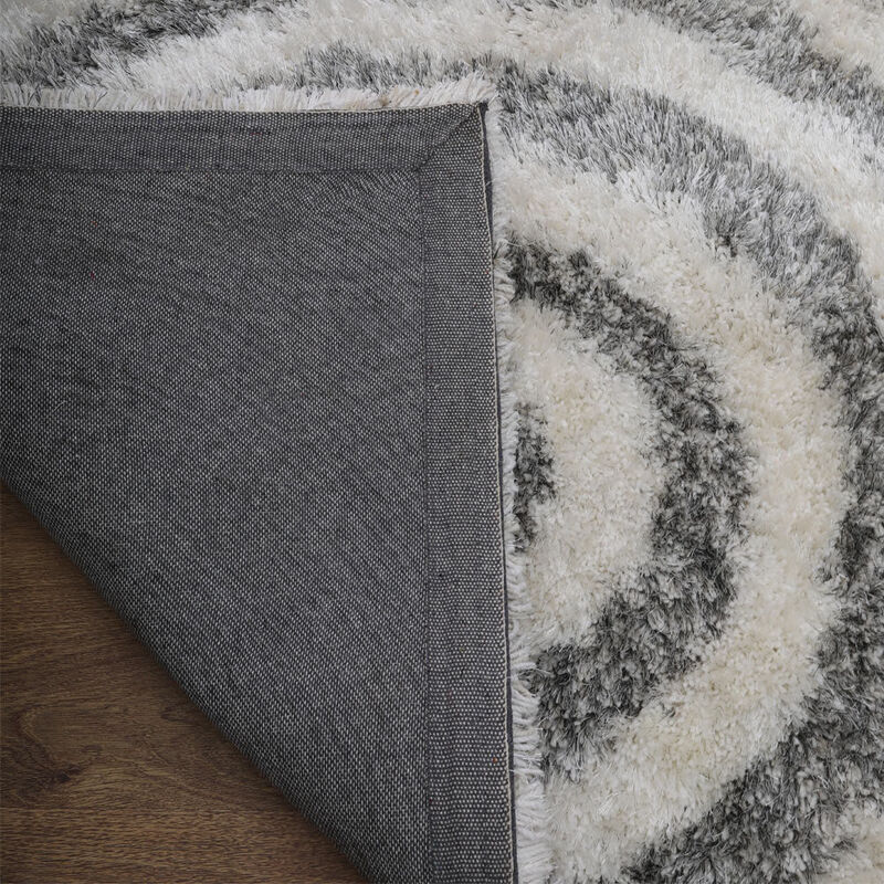 RUGSOTIC CARPETS HAND TUFTED SHAG POLYESTER ECO-FRIENDLY AREA RUGS  - 4'x6', Rectangle, Gray White, Geometric Modern Design, High Pile Thick Handmade Anti Skid Rugs for Living Room K00080