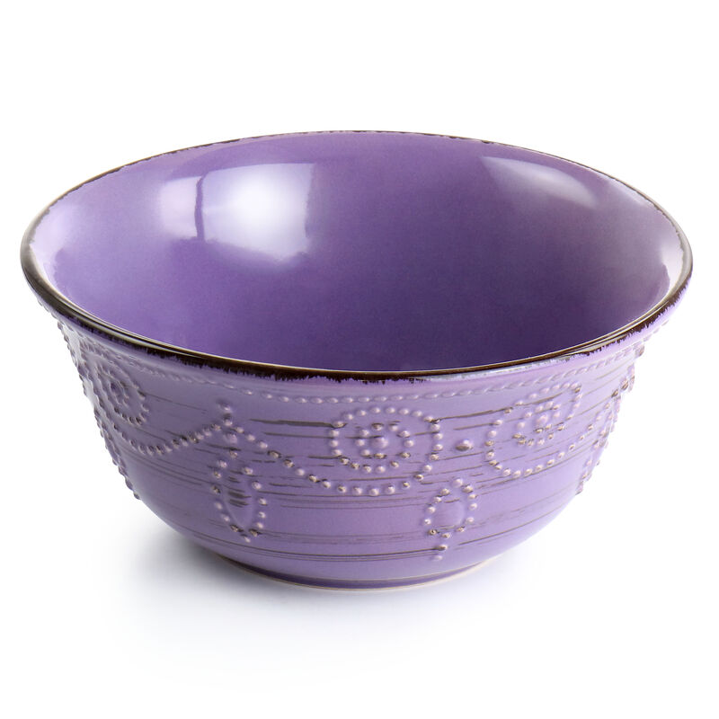 Elama Rustic Birch 16 Piece Stoneware Dinnerware Set in Purple