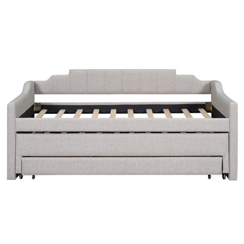 Merax Upholstered Daybed with Trundle and Drawers
