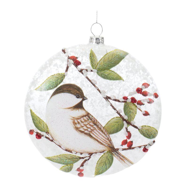 Glass Chickadee Bird Ball Ornament (Set of 6) – Stunning Christmas Tree Decorations with Chickadee Bird Theme