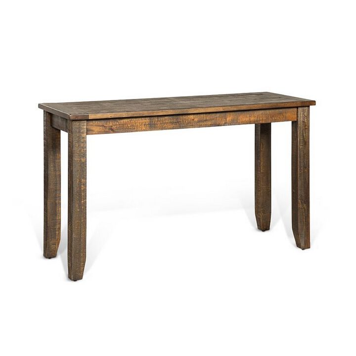 Flint Sofa Table, Dark Brown Mahogany Wood Frame, Rectangular 48 Inch - Benzara