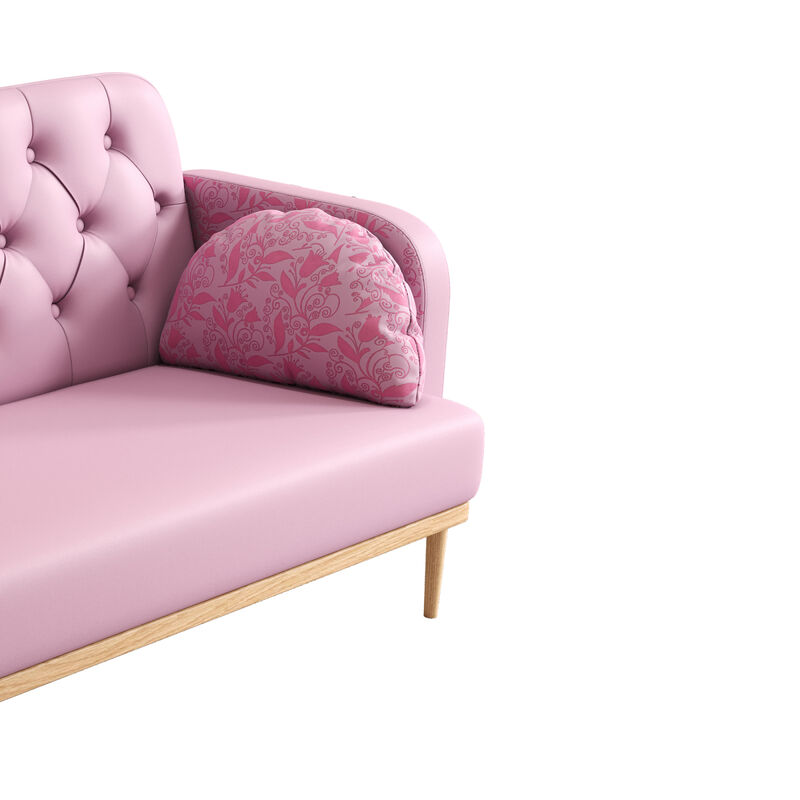 Modern Loveseat Sofa with Tulip Pattern & 2 Throw Pillows