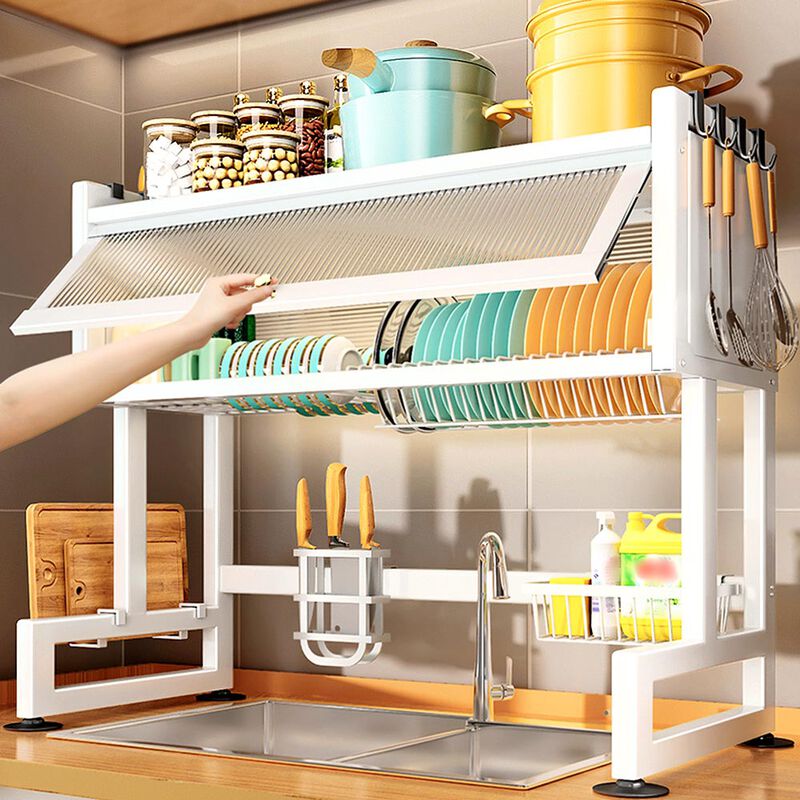 Over The Sink Dish Rack with Cutlery Drainer by Joybos, Compact Kitchen Organizer