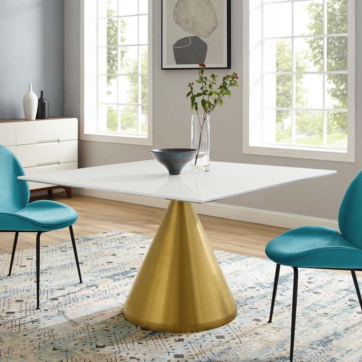Modway - Tupelo 47" Square Dining Table Gold White