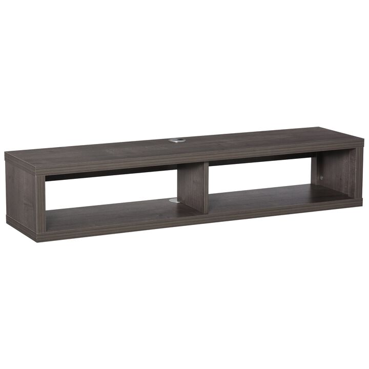 Dark Grey Media Center: Floating TV Stand with Storage Shelf
