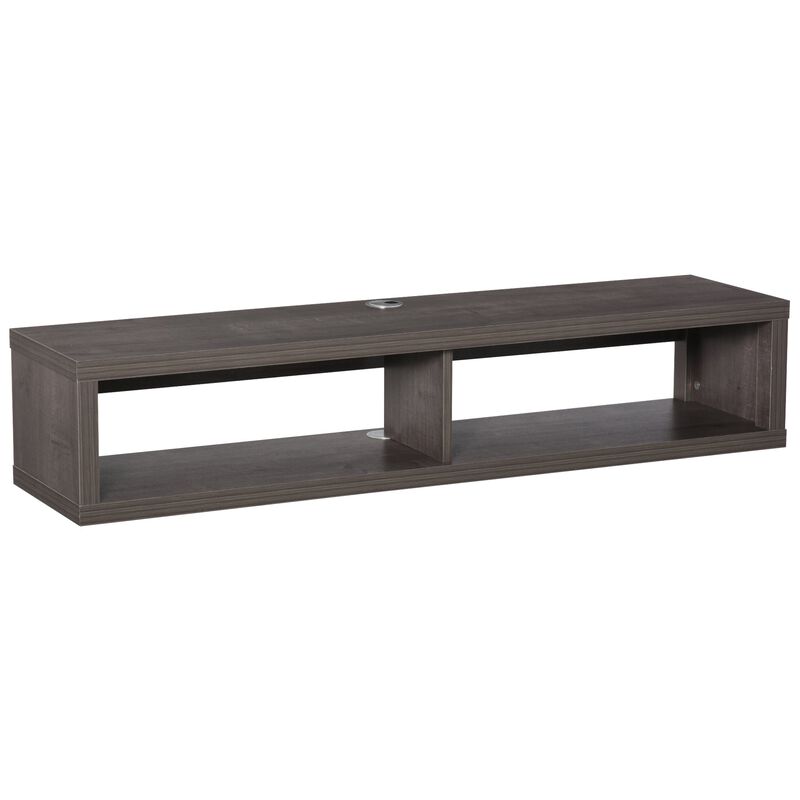 Dark Grey Media Center: Floating TV Stand with Storage Shelf