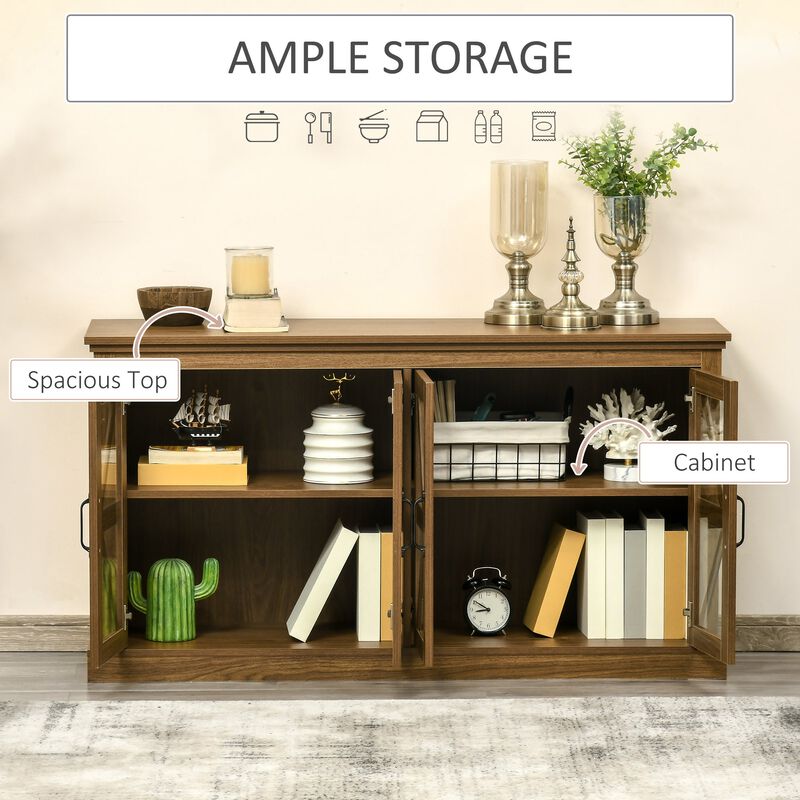 Natural Rustic Cabinet: Kitchen Sideboard with Glass Door TV Stand