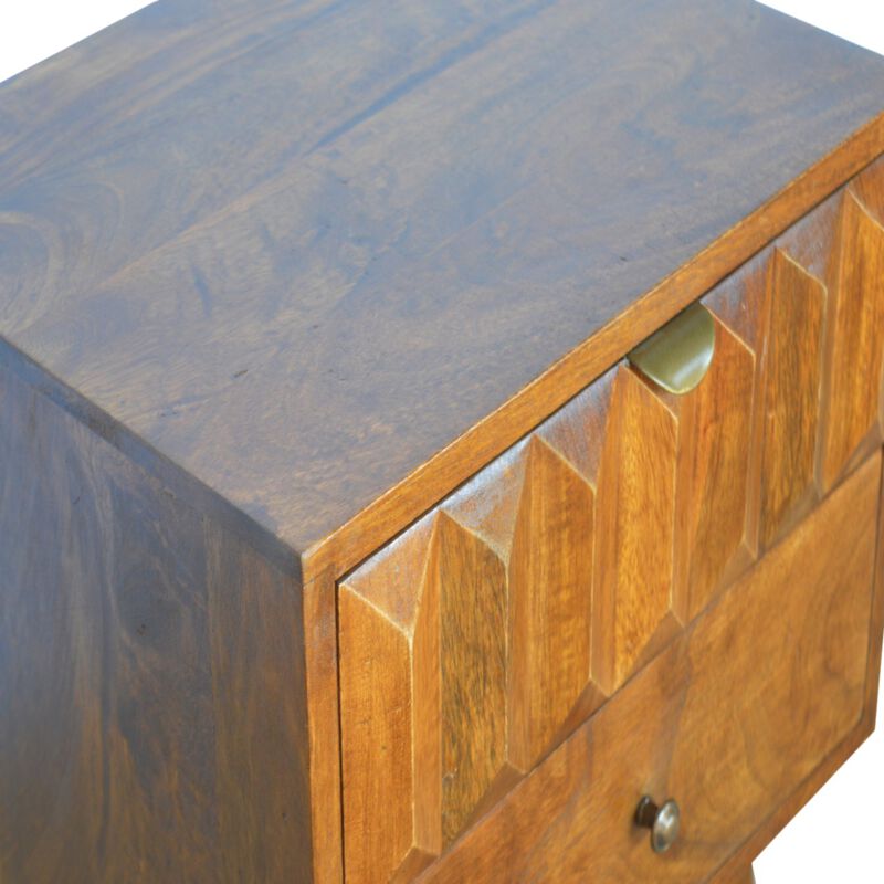 Grey Washed Circular Solid Wood 1 Drawer NightStand