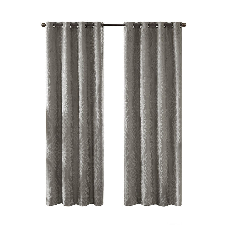 Gracie Mills Cyra Damask Total blackout grommet top curtain panel - 50x108"