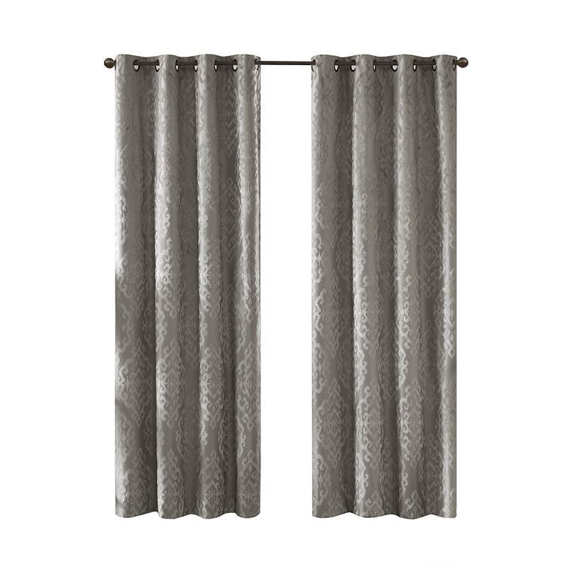 Gracie Mills Cyra Damask Total blackout grommet top curtain panel - 50x108"