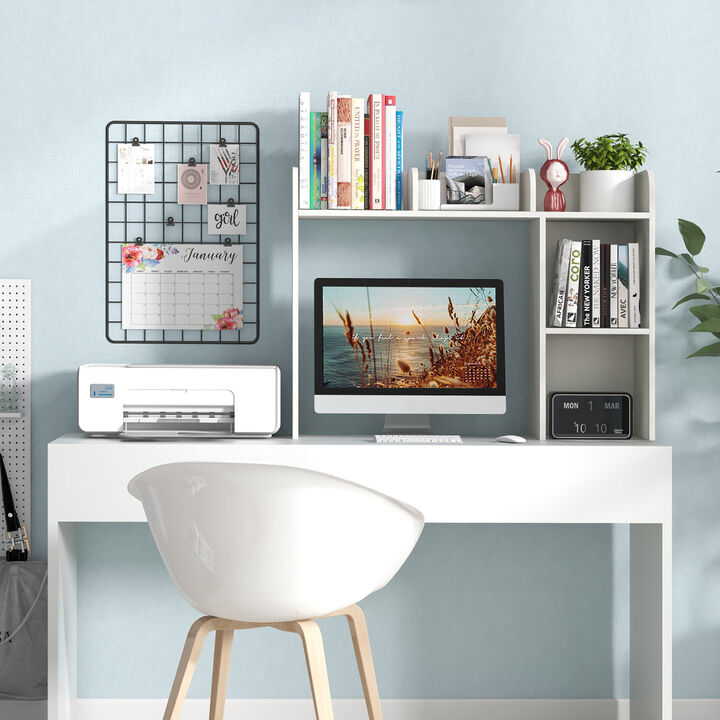 Costway Desk Bookshelf Desktop Storage Organizer Display Shelf Rack Dorm Office White