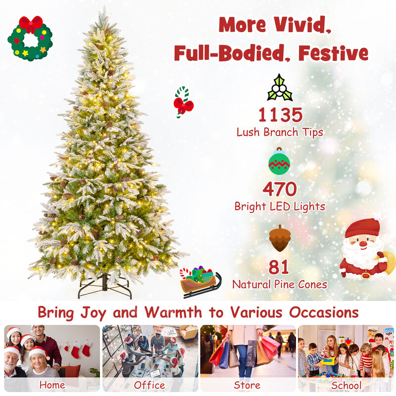 Pre-Lit Artificial Christmas Tree with Tips and  LED Lights