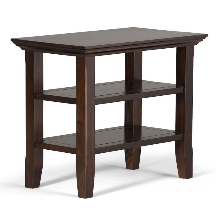 Simpli Home Acadian Solid Wood Narrow Side Table In Brunette Brown
