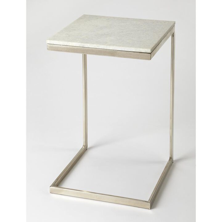 Modern Nickel and Marble Square End Table, Belen Kox