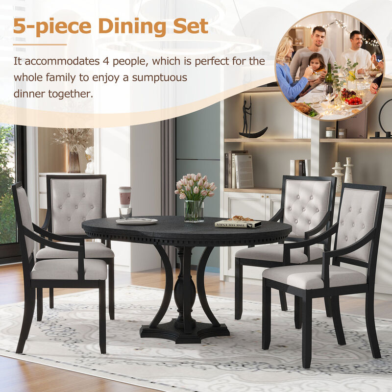 Merax Retro 5-piece Dining Round Table Set