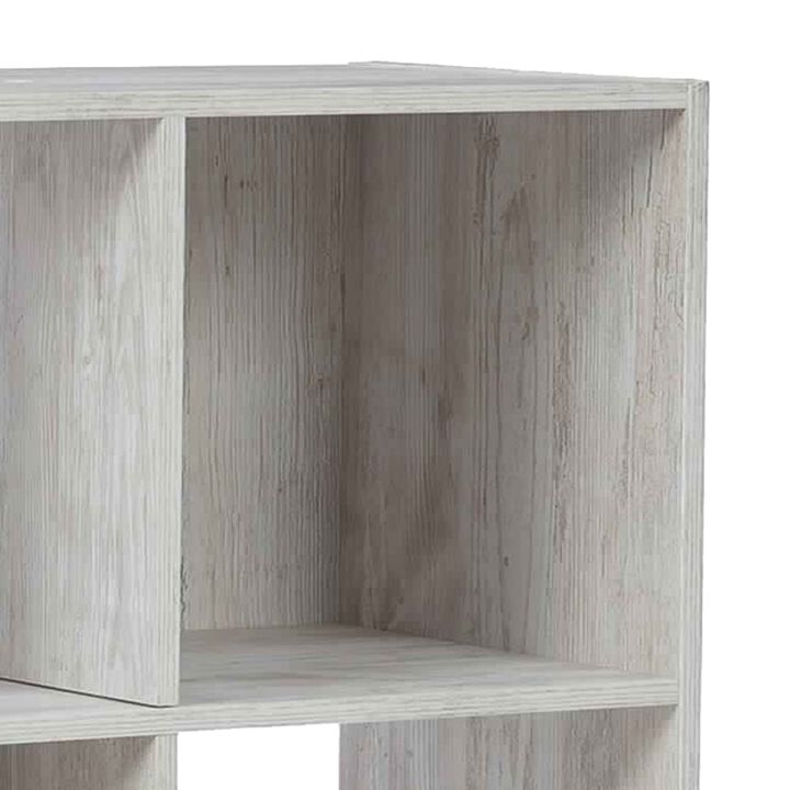 6 Cube Wooden Organizer with Grain Details, Washed White - Benzara