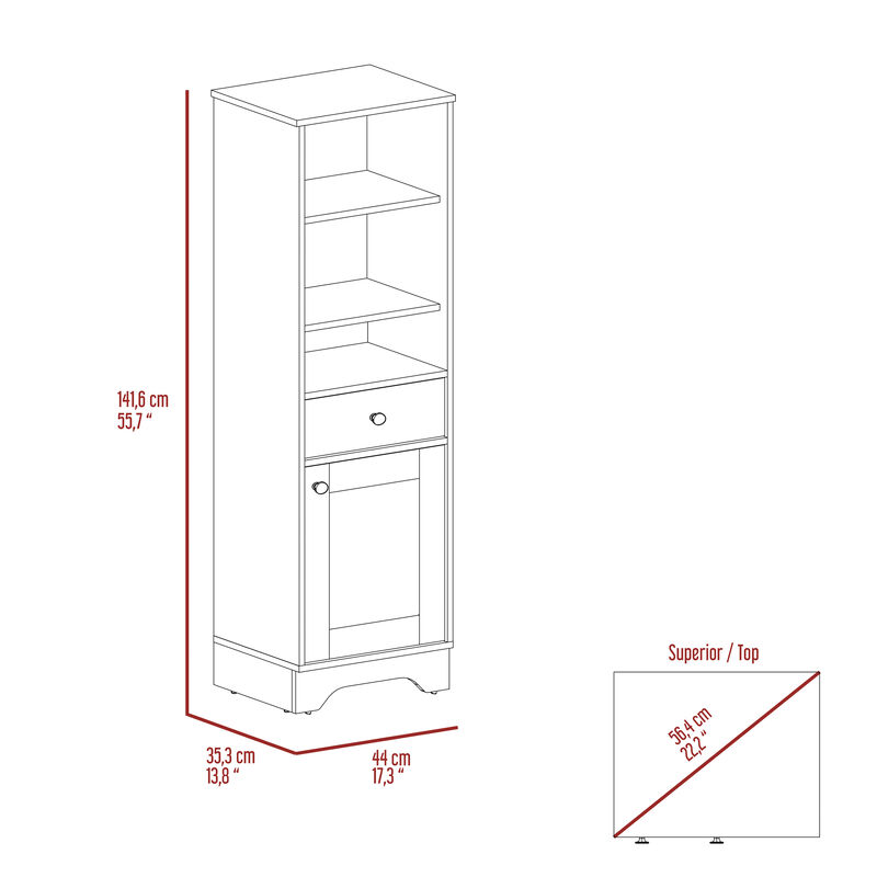 Linen Cabinet Burnedt, Bathroom, Light Oak / White