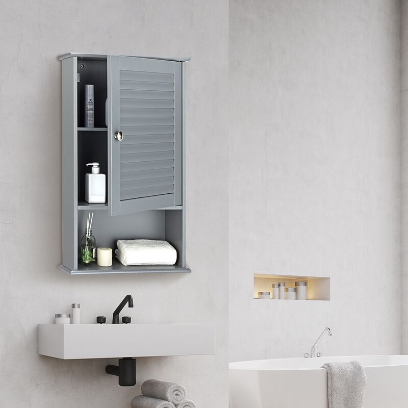 Bathroom Wall Mount Storage Cabinet Single Door with Height Adjustable Shelf