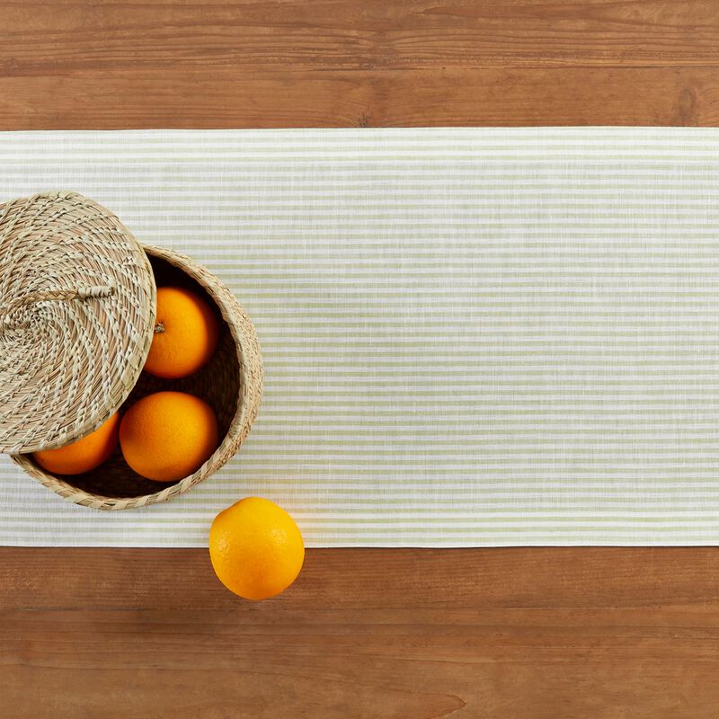 Solino Home 100% Pure Linen Table Runner 14 x 90 Inch | Narrow Stripe