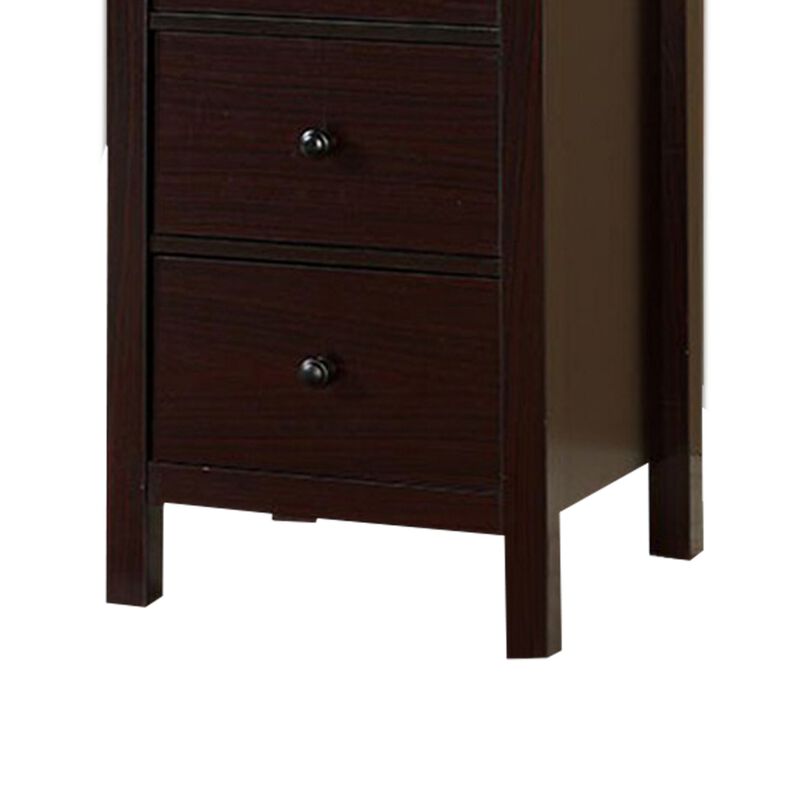 Contemporary Style 5 Drawer Wooden Chest with Straight Legs, Brown-Benzara