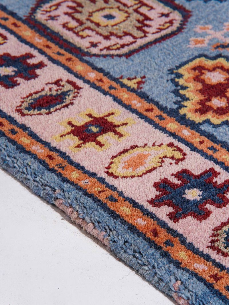 RUGSOTIC CARPETS HAND KNOTTED WOOL & SILK ECO-FRIENDLY ORIENTAL AREA RUGS  - 2'6''x10', Runner Shape, Aqua Cream Color, Classic Oriental Traditional , Low Pile Handmade Area Rugs (AF0117)