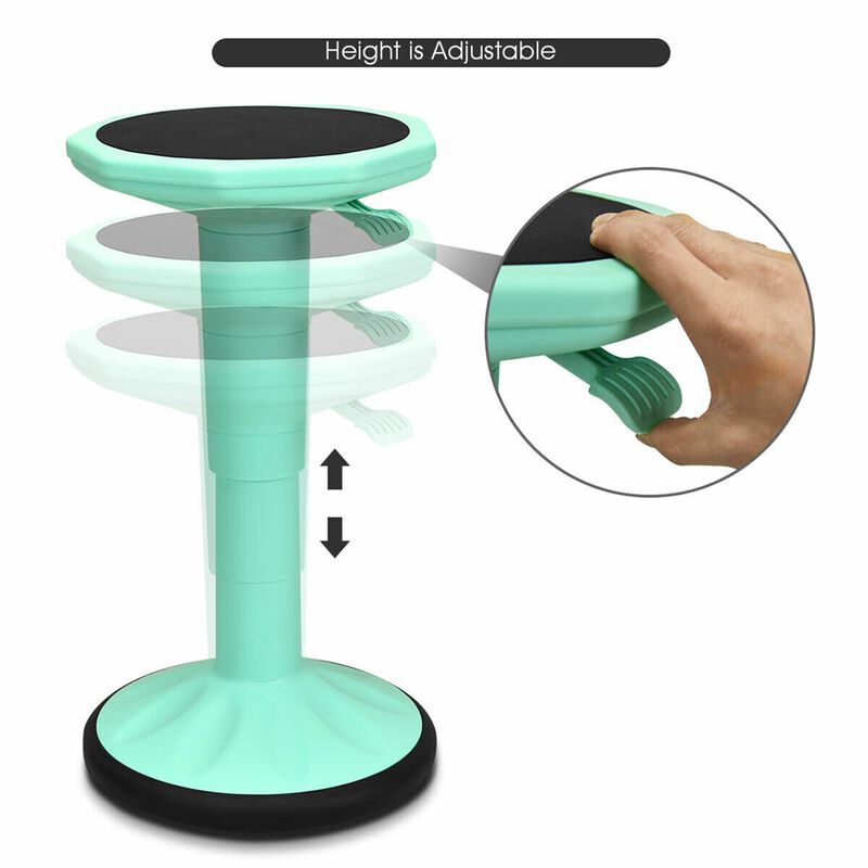 Costway Wobble Chair Height Adjustable Active Learning Stool Sitting Home Office Green Backless Silicone