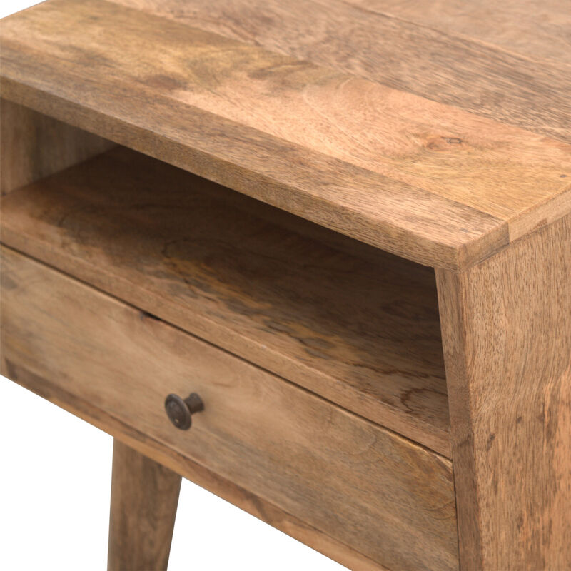 Modern Solid Wood Nightstand with Open Slot 1 Drawer oak-ish