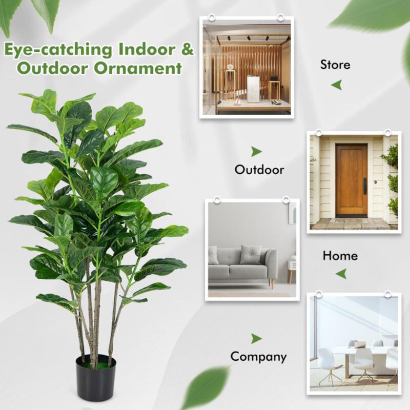 Hivvago 51 Inch 2-Pack Artificial Fiddle Leaf Fig Tree for Indoor and Outdoor