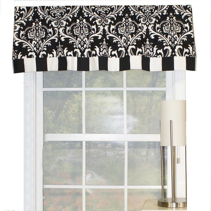 Ozbourne Style Banded 3" Rod Pocket Valance 50" x 16" Black by RLF Home