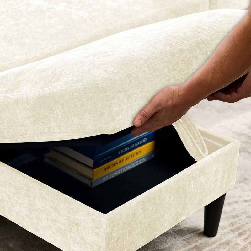 Merax Modern Design Chenille 3 Seat L-Shape Sectional Sofa with Storage Chaise