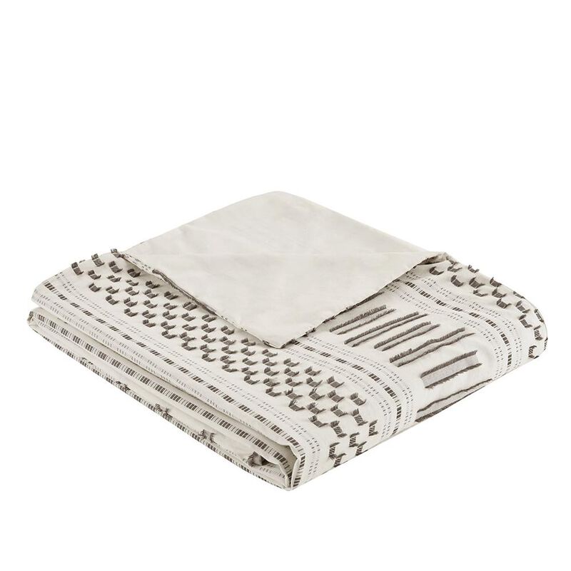 Belen Kox Serenity Ivory/Charcoal Jacquard Duvet Cover Mini Set, Belen Kox