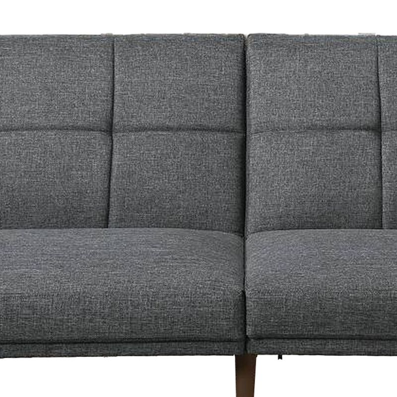 Fabric Adjustable Sofa with Square Tufted Back, Light Gray-Benzara