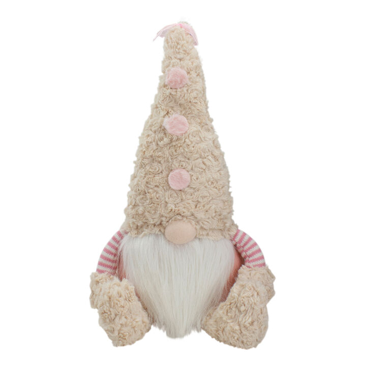 18" Pink Striped Sitting Spring Plush Gnome Table Top Figure with Legs