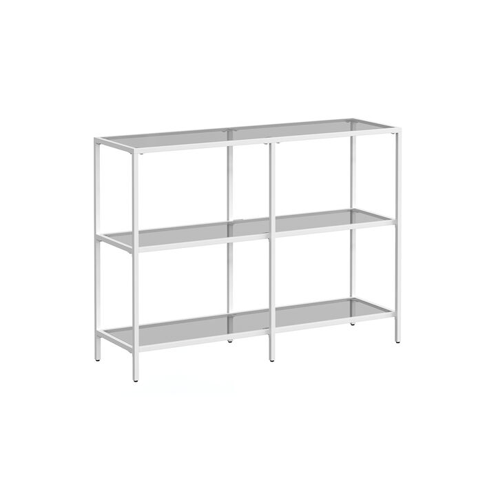 Stylish Console Table with 3 Shelves - Steel Frame, Tempered Glass, for Entryway or Living Room