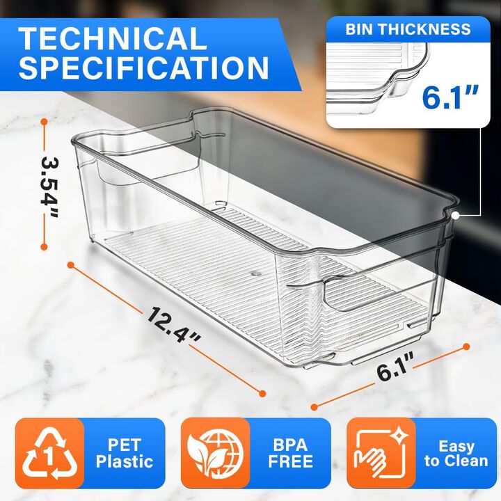 Pantry Organizers and Storage Bins - Stackable Clear Bins for Kitchen and Freezer, Snack Pantry Organizer, Refrigerator Storage Solutions, Multi-Purpose Kitchen Storage Bins - 10 pack