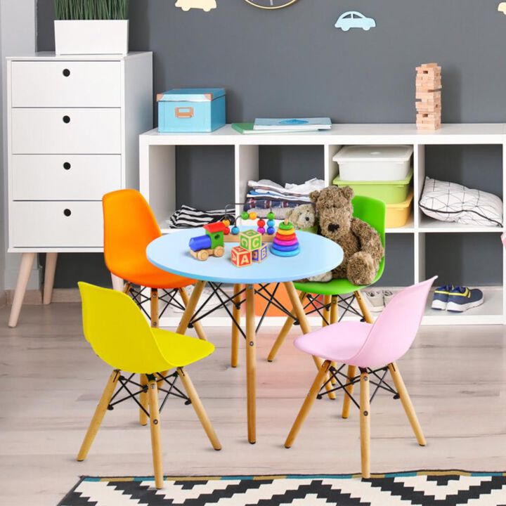 Hivvago 5 Pieces Kid's Colorful Set with 4 Armless Chairs
