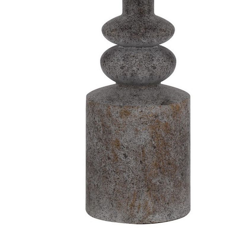 31 Inch Accent Table Lamp, Resin Turned Base, Set of 2, Beige, Gray-Benzara