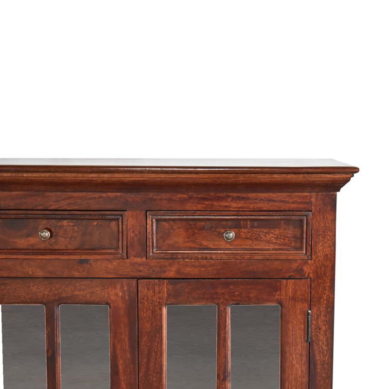 Solid Wood Large Cherry Sideboard with 4 Glazed Doors