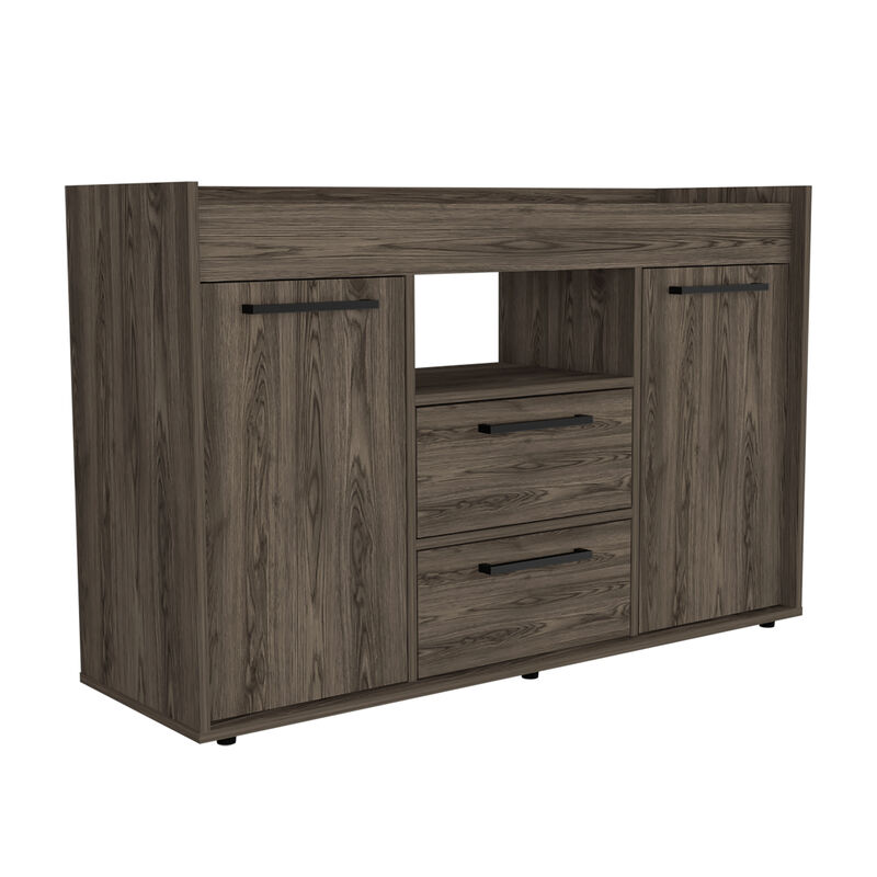 DEPOT E-SHOP Hart Sideboard Double Door Cabinet, One Open Shelf, Dark Walnut