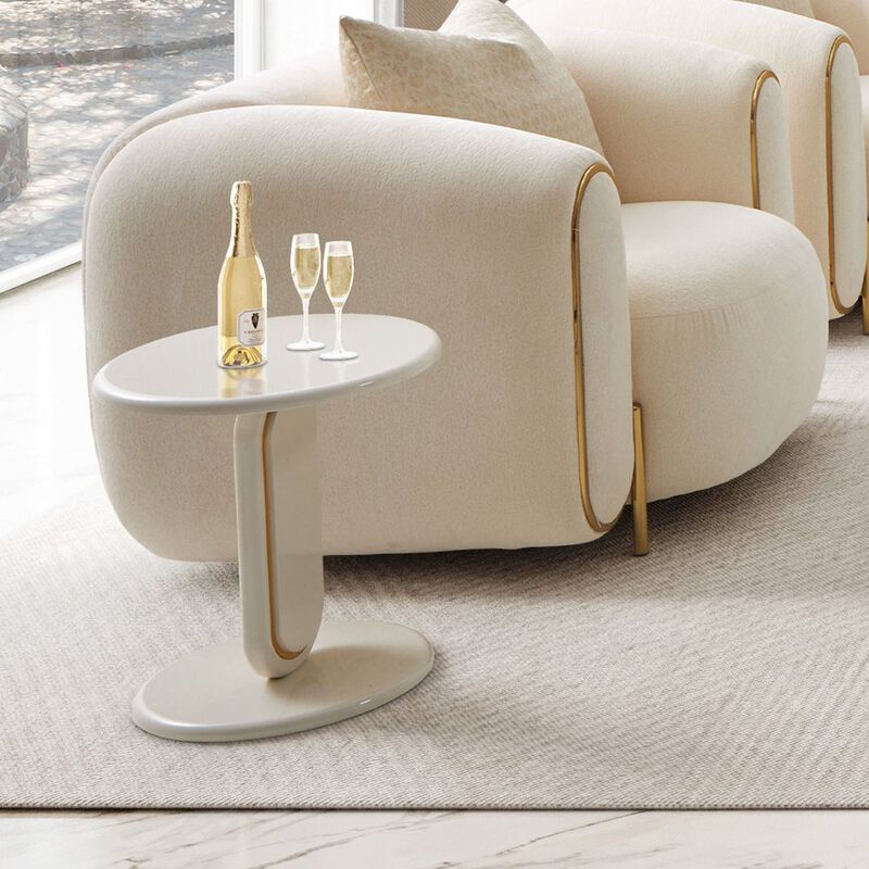 Michael Amini Sassani End Table - Pearl White/Gold