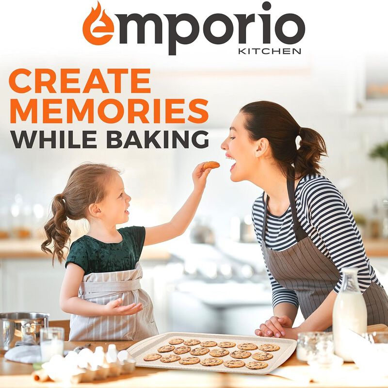 Stackable Baking Pan Set - Deluxe Nonstick White Marble Coating, Carbon Steel Bakeware Sets, PFOA, PFOS, PTFE Free, Recipe Booklet Included, Oven Safe (Up to 450°F), Set of 7 - White