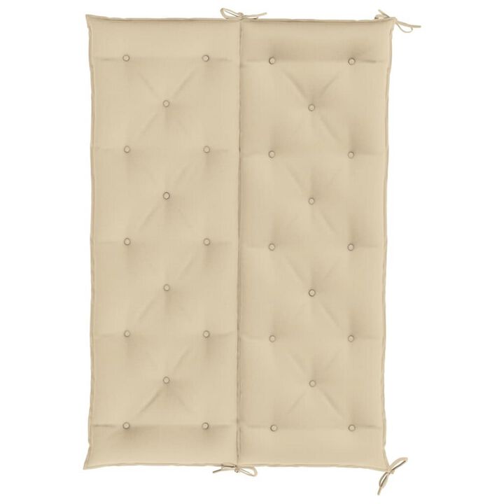 Claire 2pc Outdoor Cushion for Bench, Tufted Beige Oxford Fabric - Benzara