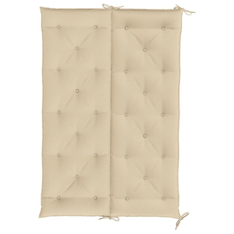 Claire 2pc Outdoor Cushion for Bench, Tufted Beige Oxford Fabric - Benzara