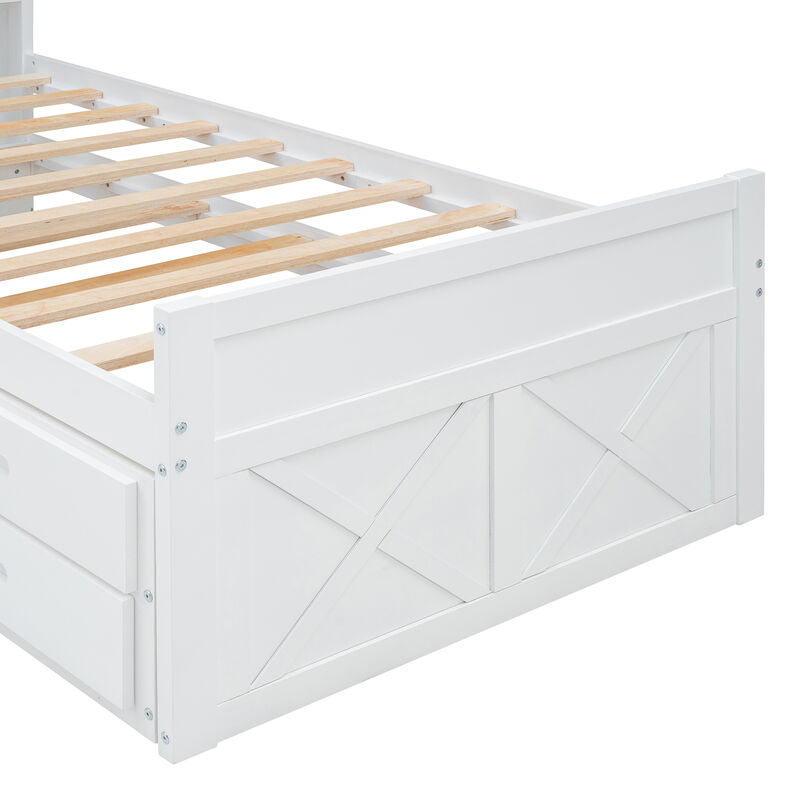 Merax Wooden Platform Bed with Trundle  and 3 Drawers