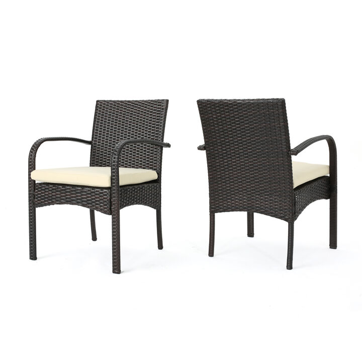 Merax PE Rattan Outdoor Dining Chairs 2 PCS