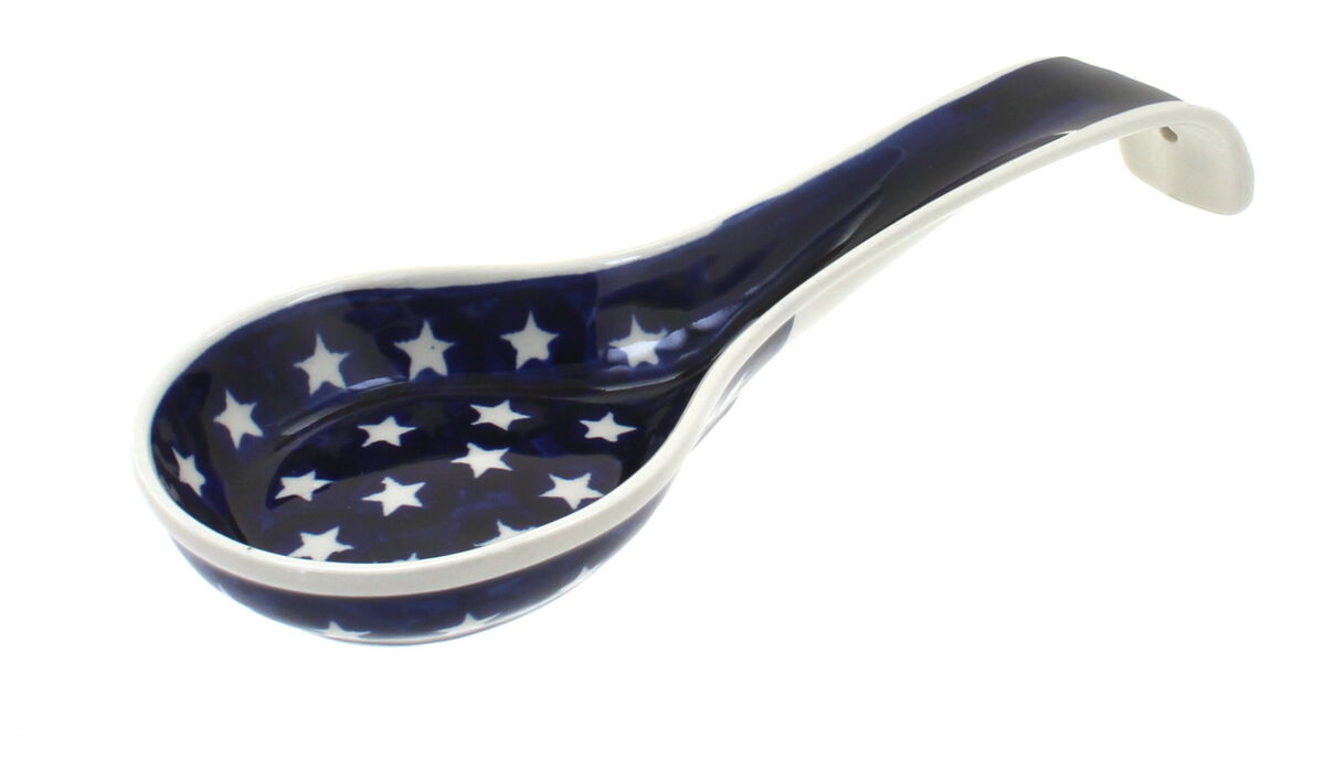 Blue Rose Polish Pottery Willow Large Spoon Rest