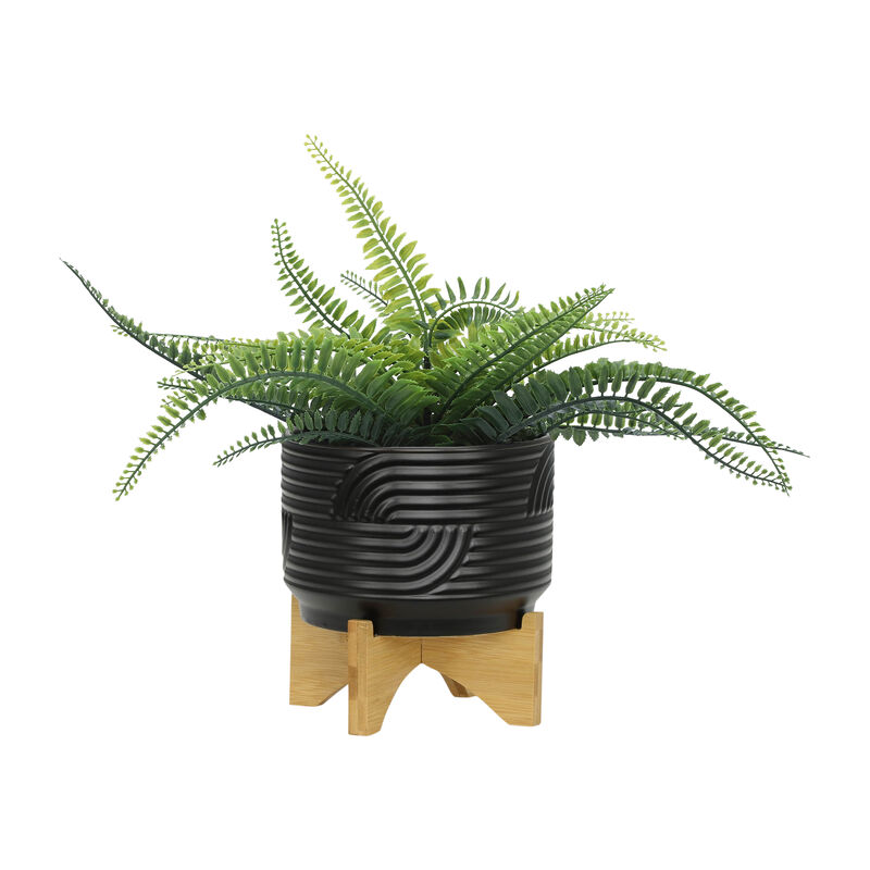 7" Abstract Planter on Stand, Black