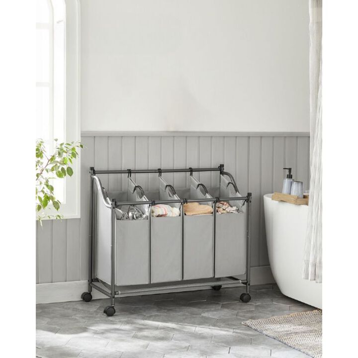 Rolling Laundry Basket with 4 Removable Bags